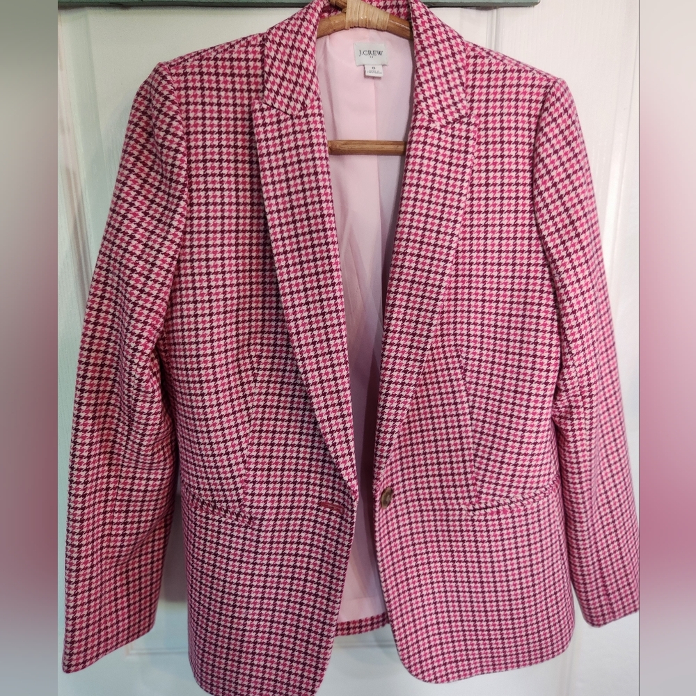 Pink Jcrew Houndstooth Women's Blazer size 8